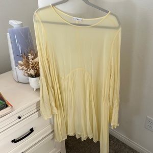 LACAUSA Yellow Chiffon Babydoll dress